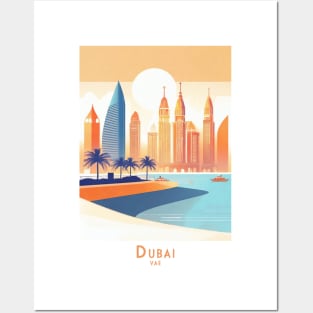 Dubai Sunset Skyline Posters and Art